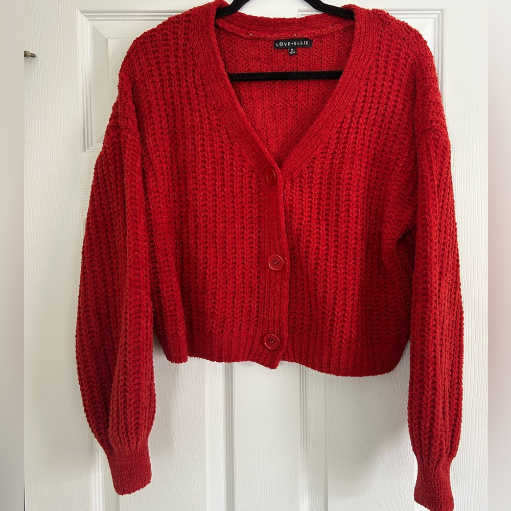 Women's Red Knit Cardigan